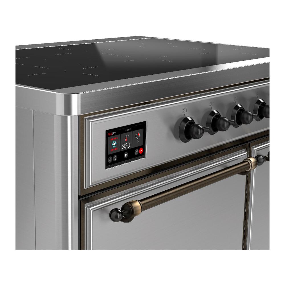 Ilve UMDIB40QNR3SSB Ilve Umdib40Qnr3Ssb Majestic Iii 40 Inch Induction Range With 6 Elements, 3.82 Cu. Ft. Total Oven Capacity (Solid Door, Stainless Steel, Burnished)