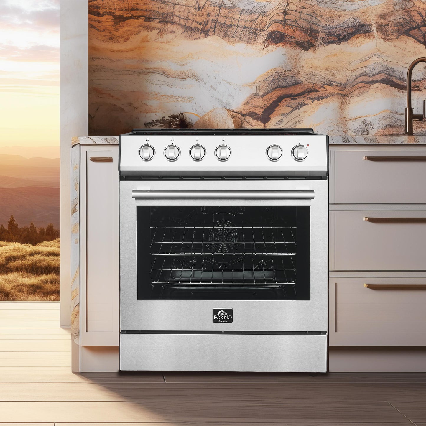 Forno FFSEL601230 Forno Leonardo Espresso 30-Inch Stainless Steel Electric Range, True Convection, Energy Efficient