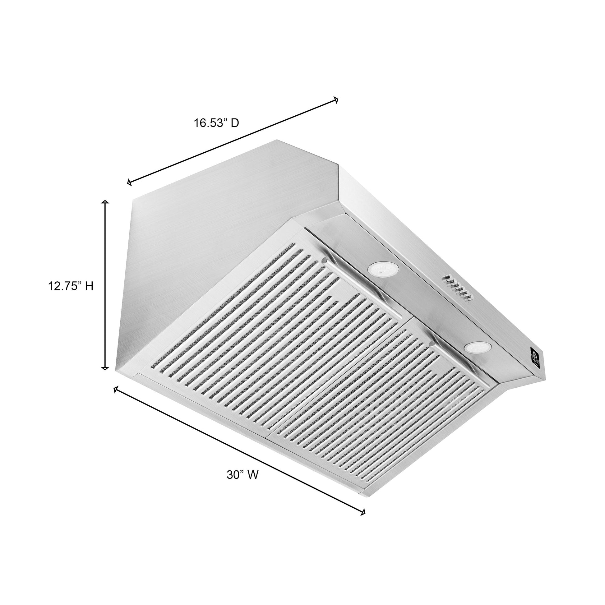 Forno FRHUC525530 Forno Bari Espresso 30-Inch Under Cabinet Range Hood, Stainless Steel, 400 Cfm, Led Lighting, Dishwasher-Safe Baffle Filters, 4-Speed Fan Control