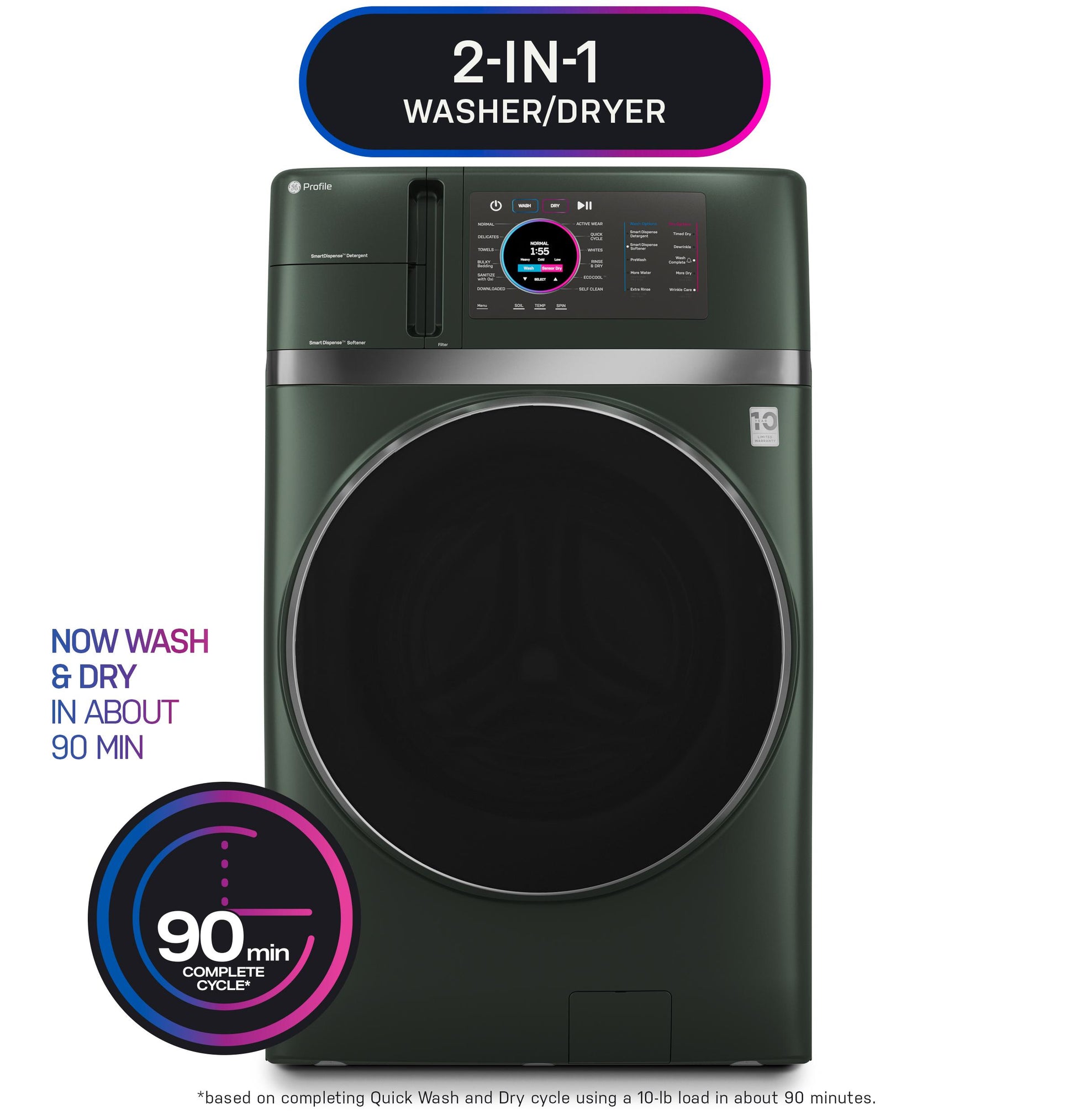 Ge Appliances PFQ97HSPVGN Ge Profile™ Energy Star® 4.8 Cu. Ft. Capacity Ultrafast Combo With Ventless Inverter Heat Pump Technology Washer/Dryer
