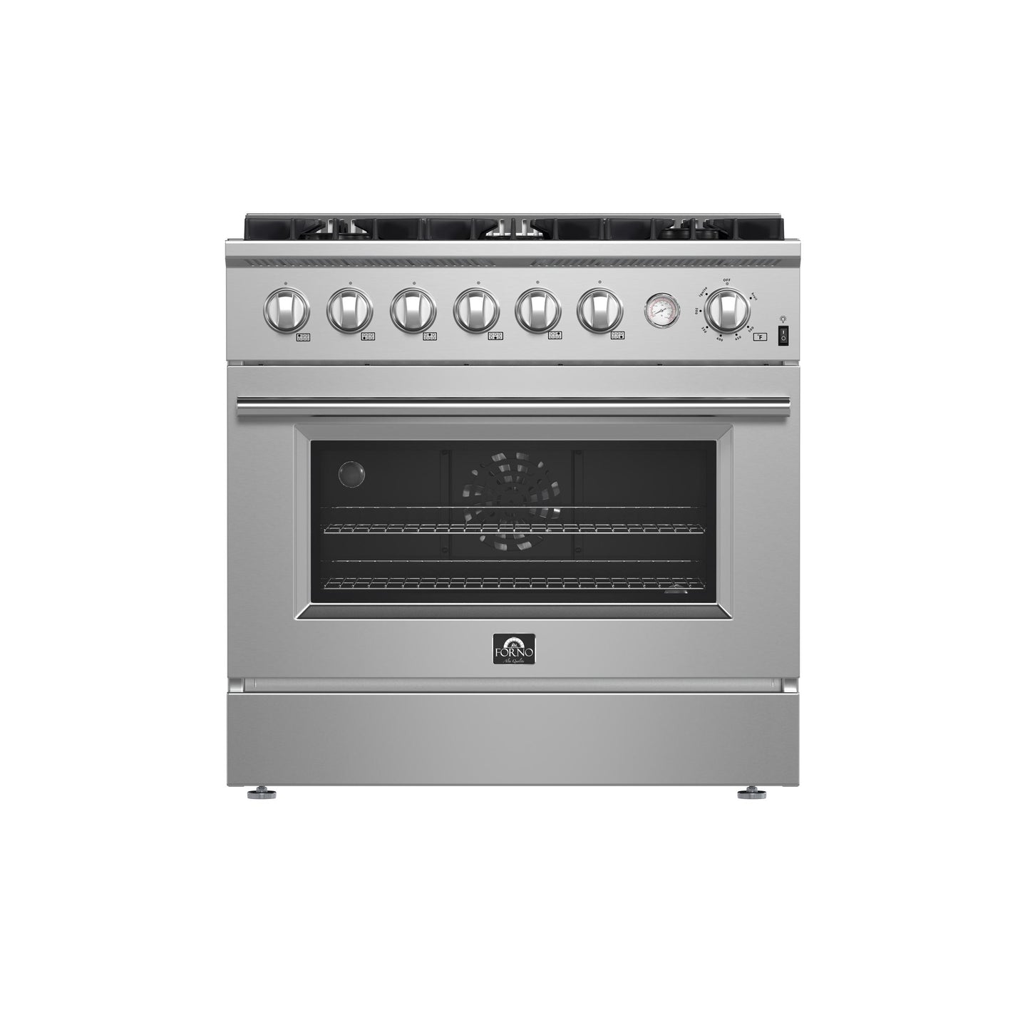 Forno FFSGS627736 Marco 36-Inch Gas Range Stainless Steel, 6 Burners 67,000 Btu, 5.36 Cu.Ft. Convection Oven