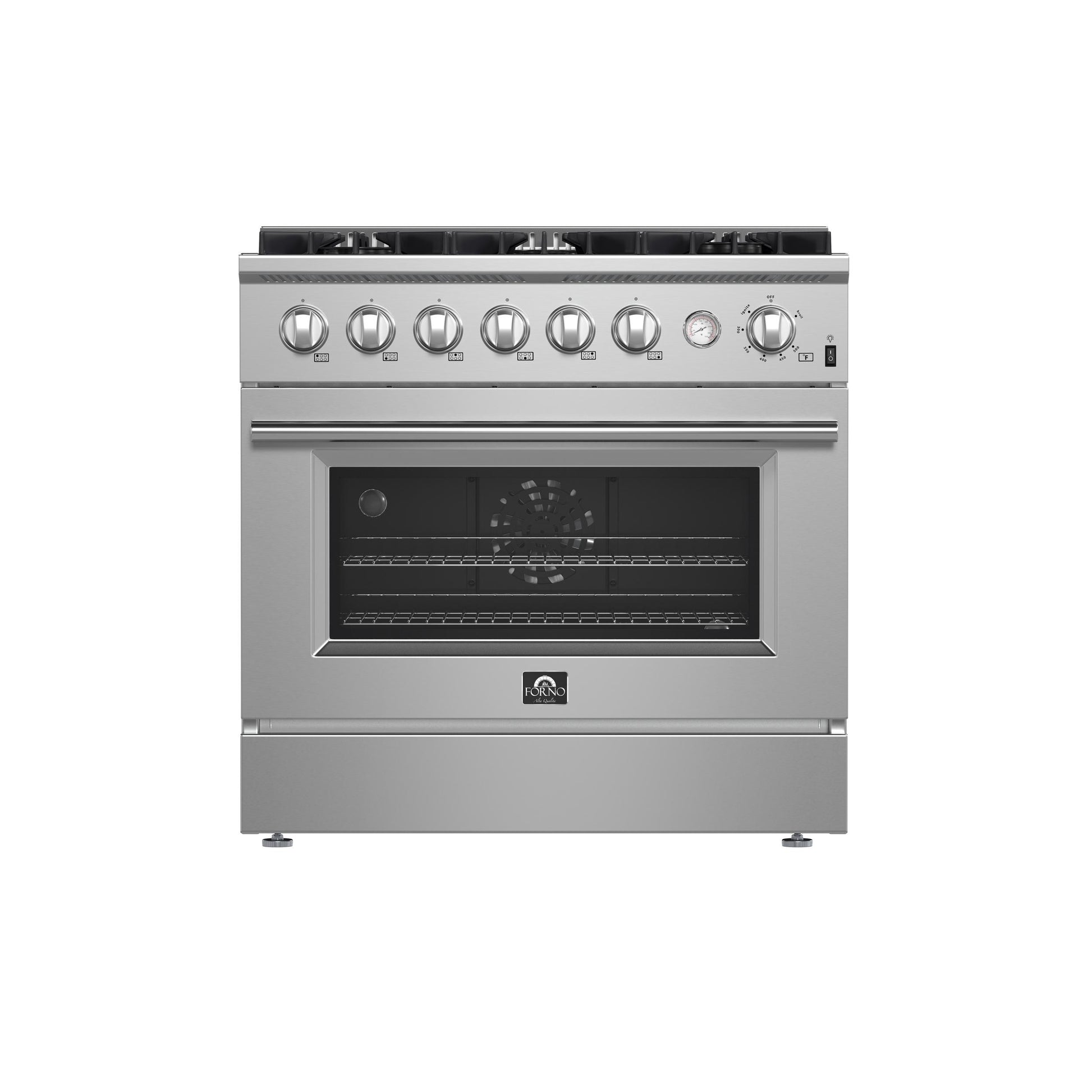 Forno FFSGS627736 Marco 36-Inch Gas Range Stainless Steel, 6 Burners 67,000 Btu, 5.36 Cu.Ft. Convection Oven