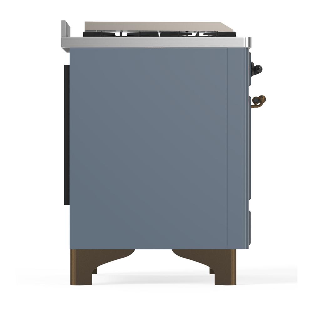 Ilve UM60FNR3BGBLP Ilve Um60Fnr3Bgblp Majestic Iii 60 Inch Dual Fuel Range With 9 Burners And Griddle, Dual Function Burner Up To 25,000 Btu (Liquid Propane, Triple Glass Door, Blue Grey, Burnished)