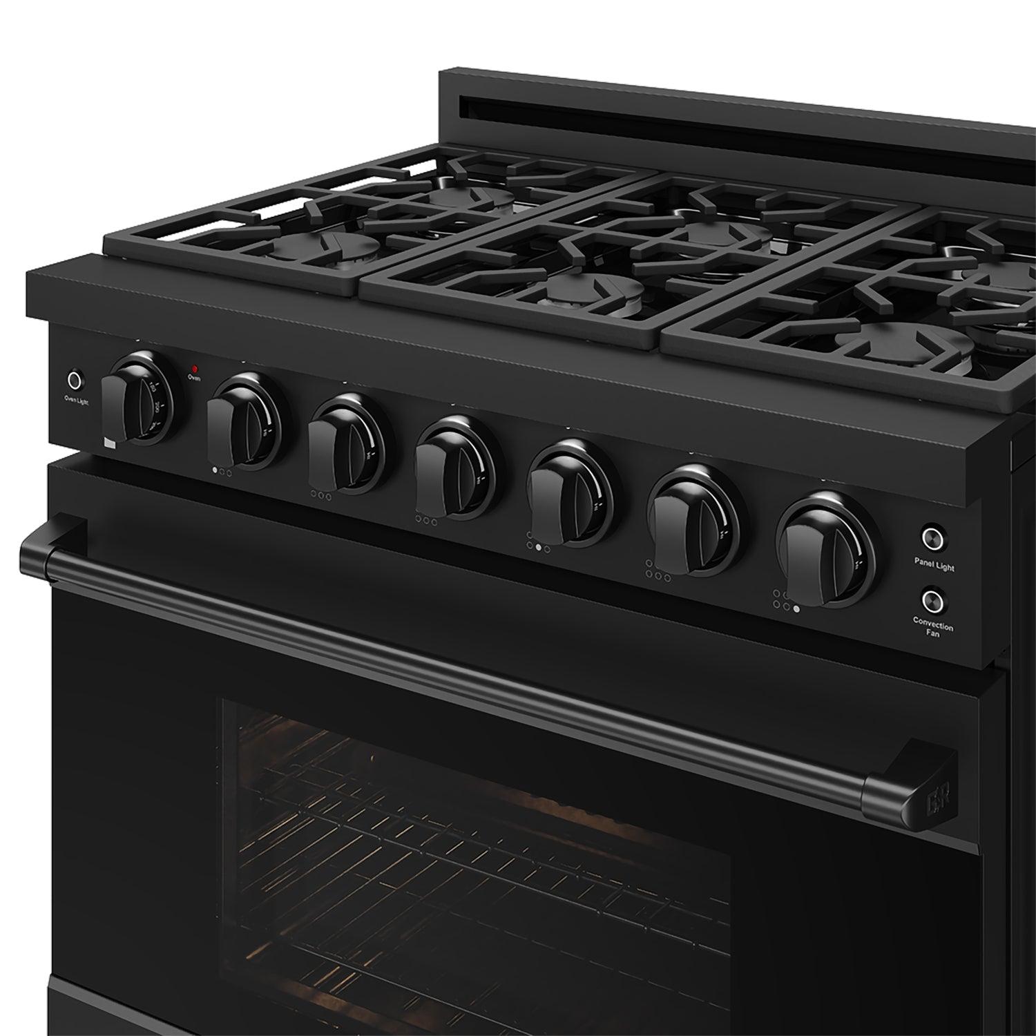 Thor Kitchen RSG36PBLP 36 Inch Professional Liquid Propane Range With Precision Knob Control In Black Gordon Ramsay Series