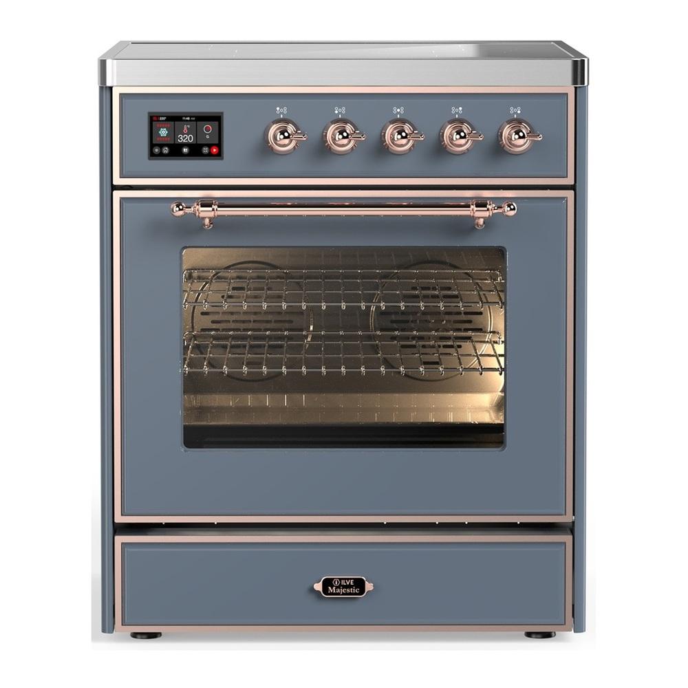 Ilve UMIB30NR3BGP Ilve Umib30Nr3Bgp Majestic Iii 30 Inch Induction Range With 4 Elements, 4 Cu. Ft. Oven Capacity (Triple Glass Door, Blue Grey, Copper)