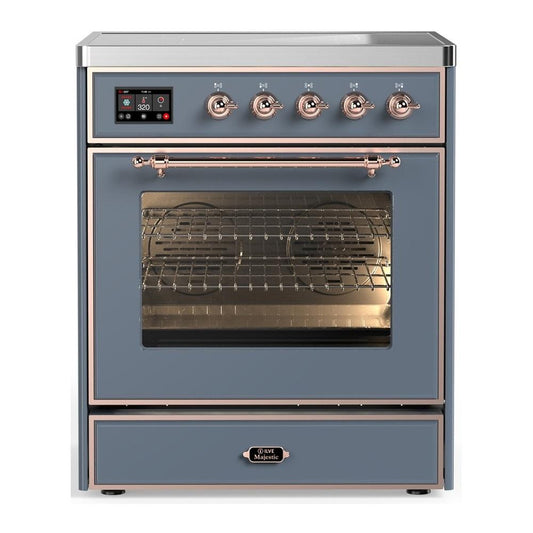 Ilve UMIB30NR3BGP Ilve Umib30Nr3Bgp Majestic Iii 30 Inch Induction Range With 4 Elements, 4 Cu. Ft. Oven Capacity (Triple Glass Door, Blue Grey, Copper)