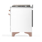 Ilve UMD40FNR3WHP Ilve Umd40Fnr3Whp Majestic Iii 40 Inch Dual Fuel Range With 6 Burners And Griddle, Dual Function Burner Up To 25,000 Btu (Natural Gas, Triple Glass Door, White, Copper)