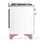 Ilve UM60FSQNR3WHP Ilve Um60Fsqnr3Whp Majestic Iii 60 Inch Dual Fuel Range With 7 Burners, Griddle And French Top, Dual Function Burner With Up To 25,000 Btu (Natural Gas, Solid Door, White, Copper)