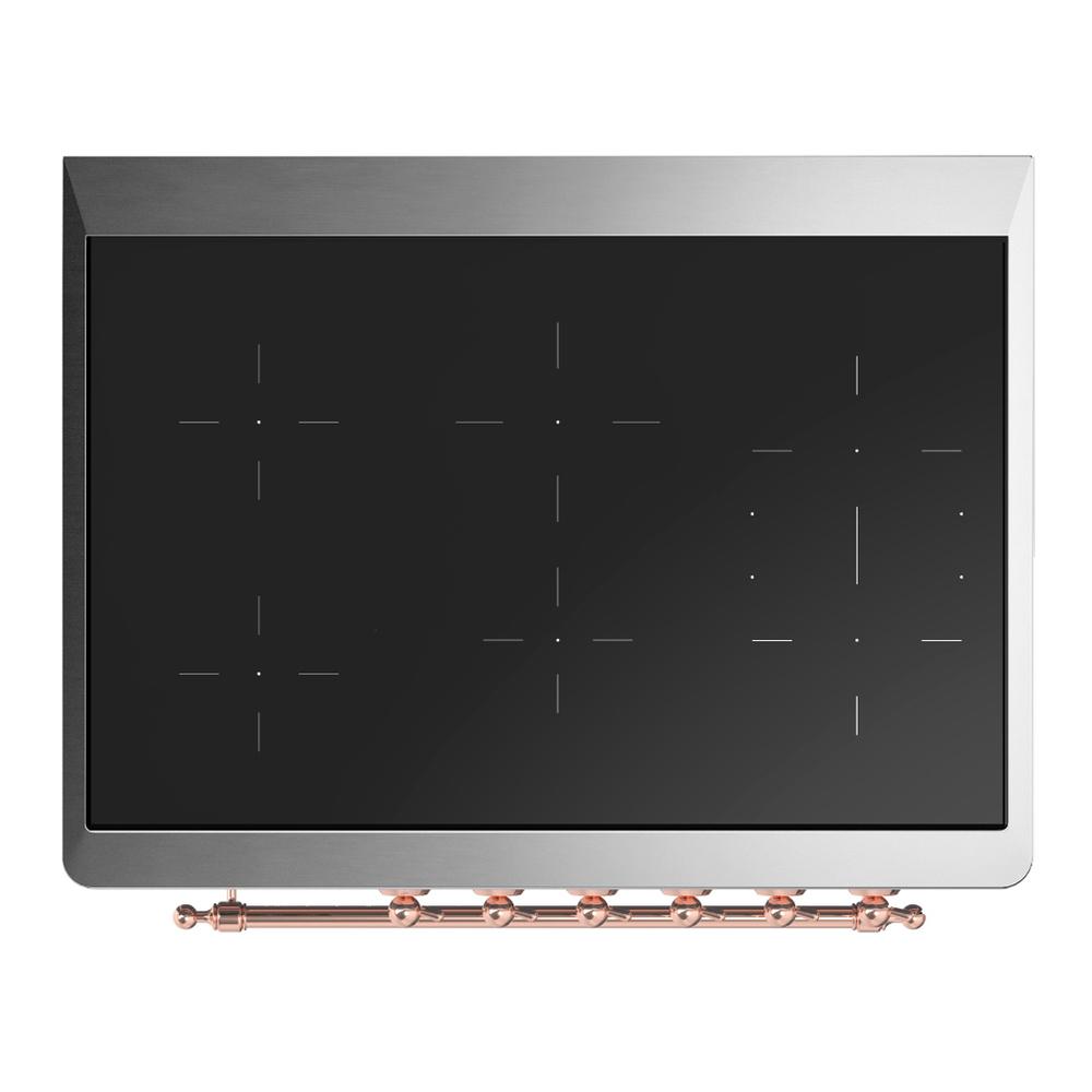 Ilve UMIB36NR3BUP Ilve Umib36Nr3Bup Majestic Iii 36 Inch Induction Range With 6 Elements, 3.5 Cu. Ft. Total Oven Capacity (Triple Glass Door, Burgundy, Copper)