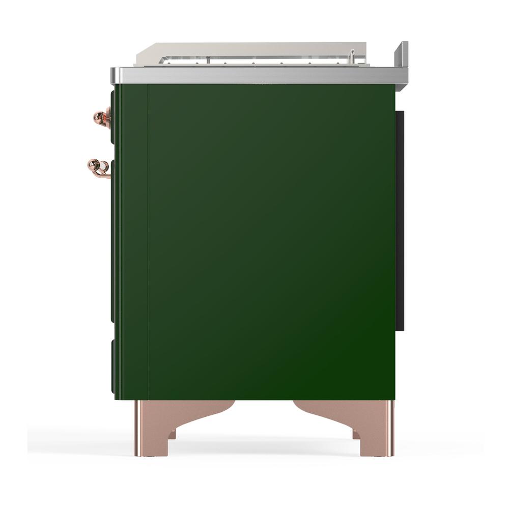 Ilve UM48FSQNR3EGPLP Ilve Um48Fsqnr3Egplp Majestic Iii 48 Inch Dual Fuel Range With 5 Black Brass Burners, Griddle And French Top, Dual Function Burner Up To 25,000 Btu (Liquid Propane, Solid Door, Emerald Green, Copper)