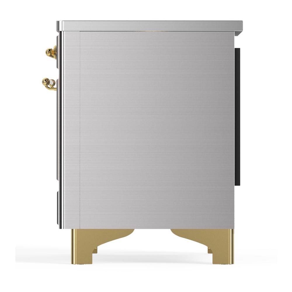 Ilve UMIB36QNR3SSG Ilve Umib36Qnr3Ssg Majestic Iii 36 Inch Induction Range With 6 Elements, 3.5 Cu. Ft. Total Oven Capacity (Solid Door, Stainless Steel, Brass)