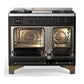Ilve UMD40FNR3BKB Ilve Umd40Fnr3Bkb Majestic Iii 40 Inch Dual Fuel Range With 6 Burners And Griddle, Dual Function Burner Up To 25,000 Btu (Natural Gas, Triple Glass Door, Glossy Black, Burnished)