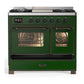 Ilve UMD40FNR3EGB Ilve Umd40Fnr3Egb Majestic Iii 40 Inch Dual Fuel Range With 6 Burners And Griddle, Dual Function Burner Up To 25,000 Btu (Natural Gas, Triple Glass Door, Emerald Green, Burnished)