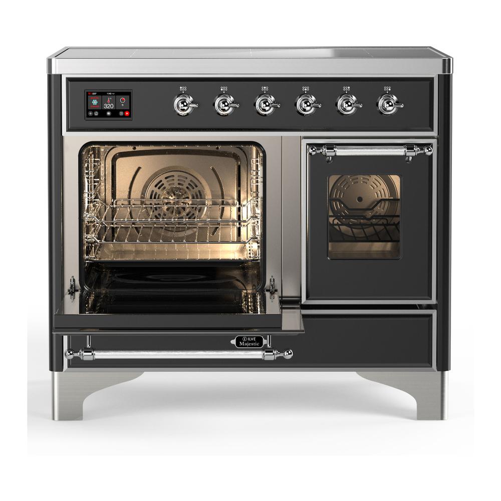 Ilve UMDIB40NR3MGC Ilve Umdib40Nr3Mgc Majestic Iii 40 Inch Induction Range With 6 Elements, 3.82 Cu. Ft. Total Oven Capacity (Triple Glass Door, Graphite Matte, Chrome)