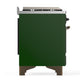 Ilve UM48FSQNR3EGB Ilve Um48Fsqnr3Egb Majestic Iii 48 Inch Dual Fuel Range With 5 Black Brass Burners, Griddle And French Top, Dual Function Burner Up To 25,000 Btu (Natural Gas, Solid Door, Emerald Green, Burnished)