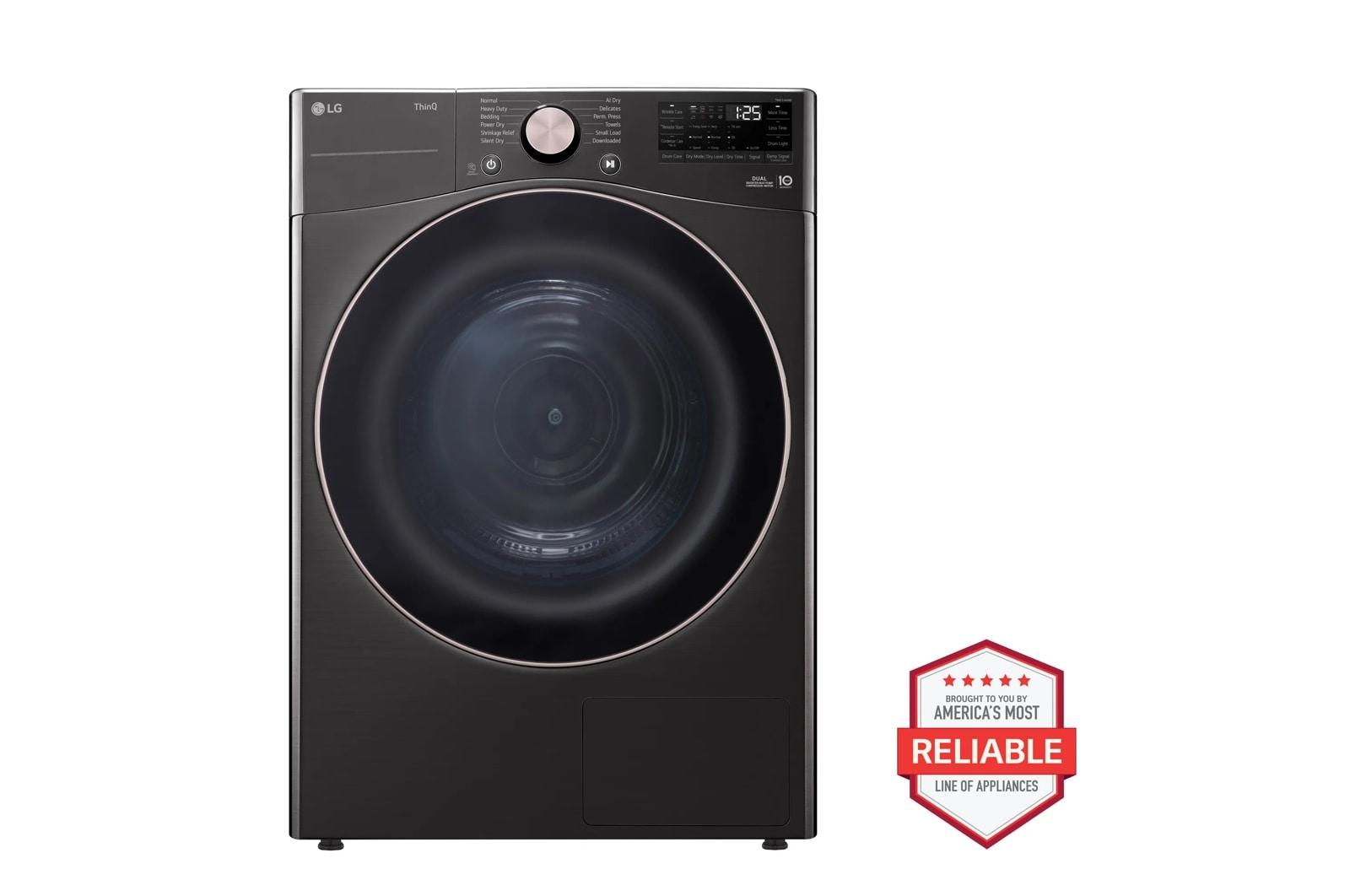 Lg DLHC4002B 7.4 Cu. Ft. Ultra Large Capacity Heat Pump Ventless Dryer, Wi-Fi Connectivity Black Steel