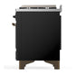 Ilve UM36FQNR3BKB Ilve Um36Fqnr3Bkb Majestic Iii 36 Inch Dual Fuel Range With 6 Black Brass Burners And Griddle, Dual Function Burner Up To 25,000 Btu (Solid Door, Glossy Black, Burnished, Natural Gas)