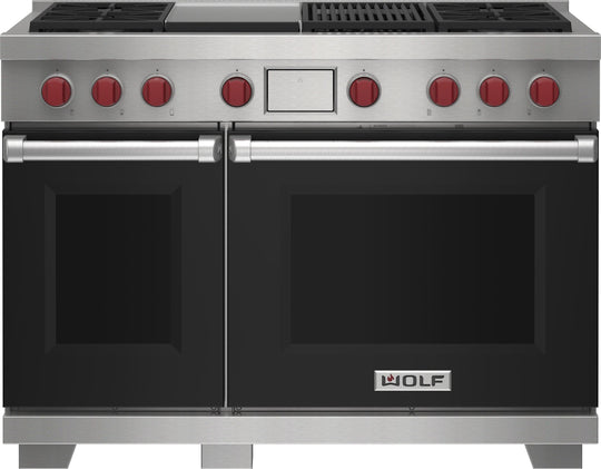 Wolf DF48450CGBKP 48" Dual Fuel Range - 4 Burners, Infrared Charbroiler And Infrared Griddle