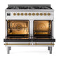 Ilve UPD406NMPWHG Ilve Upd406Nmpwhg Nostalgie Ii 40 Inch Dual Fuel Range With 6 Total Black Brass Burners (Limited Edition) (Natural Gas, White)