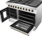 Forno FFSGS644448WHT Forno Galiano 48-Inch Freestanding French Door Gas Range, White & Antique Brass