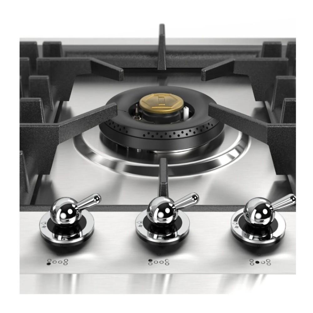 Ilve UHCPT125FNSSC Ilve Uhcpt125Fnssc Nostalgie Ii 48 Inch Built-In Gas Cooktop With Total Black Brass Burners, In Stainless Steel (6 Sealed Burners + Left Griddle, Natural Gas, Chrome)