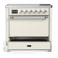 Ilve UMIB36QNR3AWC Ilve Umib36Qnr3Awc Majestic Iii 36 Inch Induction Range With 6 Elements, 3.5 Cu. Ft. Total Oven Capacity (Solid Door, Antique White, Chrome)