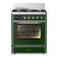 Ilve UM30NR3EGCLP Ilve Um30Nr3Egclp Majestic Iii 30 Inch Dual Fuel Range With 5 Black Brass Burners, Dual Function Burner Up To 25,000 Btu (Liquid Propane, Triple Glass Door, Emerald Green, Chrome)