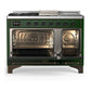 Ilve UM48FSNR3EGB Ilve Um48Fsnr3Egb Majestic Iii 48 Inch Dual Fuel Range With 5 Black Brass Burners, Griddle And French Top, Dual Function Burner Up To 25,000 Btu (Natural Gas, Triple Glass Door, Emerald Green, Burnished)