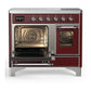 Ilve UMDIB40NR3BUC Ilve Umdib40Nr3Buc Majestic Iii 40 Inch Induction Range With 6 Elements, 3.82 Cu. Ft. Total Oven Capacity (Triple Glass Door, Burgundy, Chrome)