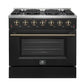 Forno FFSGS624436BLK Forno Galiano 36-Inch Freestanding Gas Range In Black With Antique Brass Design, 6 Burners, 83,000 Btu, 5.36 Cu.Ft. Convection Oven