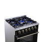 Forno FFSGS623930BLK Forno Massimo 30-Inch Black Freestanding Gas Range, 5 Burners, True Convection Oven