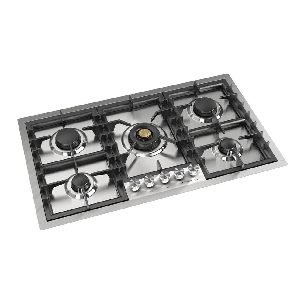 Ilve UHCPT95SSLP Ilve Uhcpt95Sslp Professional Plus Ii 36 Inch Built-In Gas Cooktop With Total Black Brass Burners, In Stainless Steel (5 Sealed Burners, Liquid Propane)