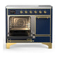 Ilve UMDIB40QNR3MBG Ilve Umdib40Qnr3Mbg Majestic Iii 40 Inch Induction Range With 6 Elements, 3.82 Cu. Ft. Total Oven Capacity (Solid Door, Midnight Blue, Brass)