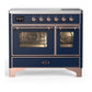 Ilve UMDIB40NR3MBP Ilve Umdib40Nr3Mbp Majestic Iii 40 Inch Induction Range With 6 Elements, 3.82 Cu. Ft. Total Oven Capacity (Triple Glass Door, Midnight Blue, Copper)