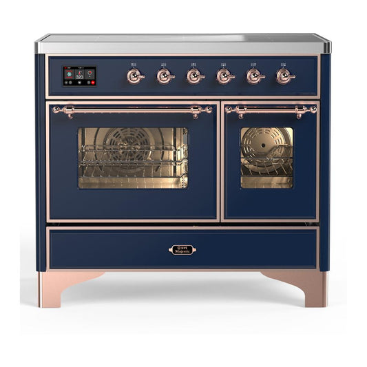 Ilve UMDIB40NR3MBP Ilve Umdib40Nr3Mbp Majestic Iii 40 Inch Induction Range With 6 Elements, 3.82 Cu. Ft. Total Oven Capacity (Triple Glass Door, Midnight Blue, Copper)