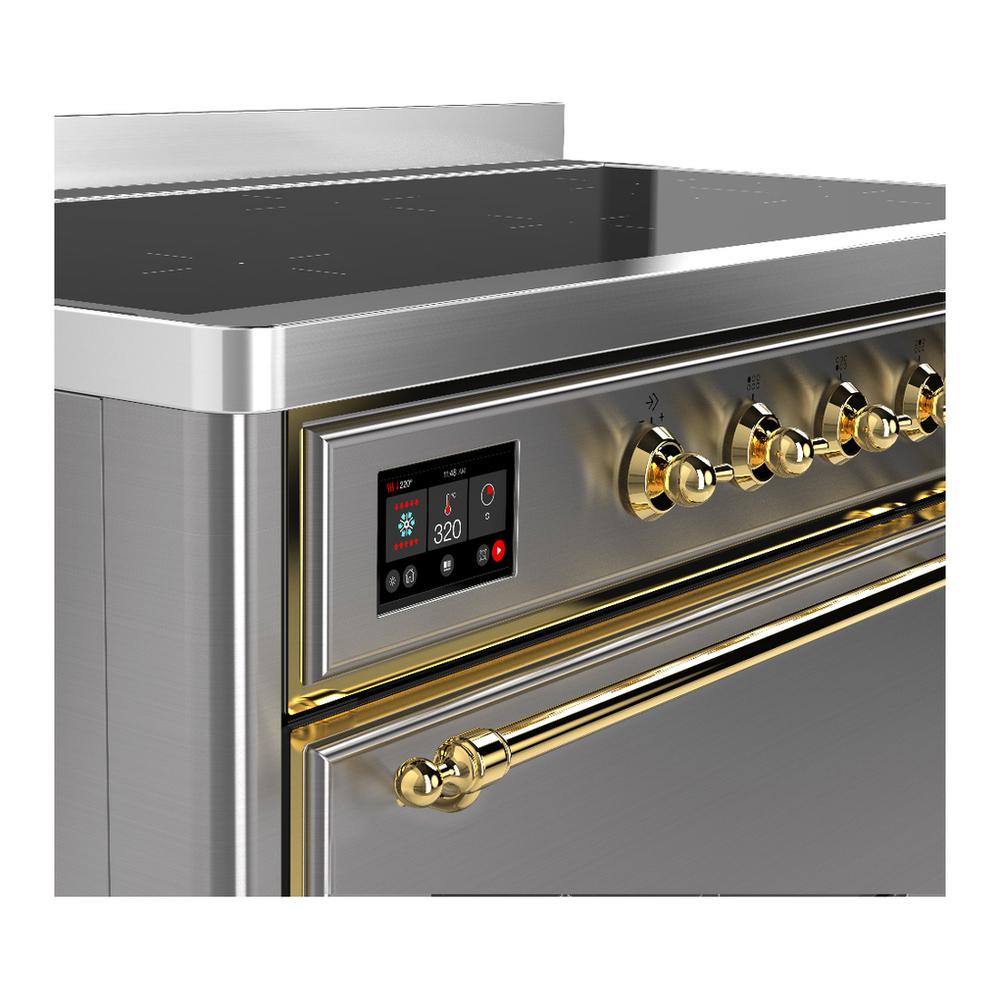 Ilve UMIB48QNR3SSG Ilve Umib48Qnr3Ssg Majestic Iii 48 Inch Induction Range With 6 Elements, 5.02 Cu. Ft. Total Oven Capacity (Solid Door, Stainless Steel, Brass)