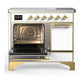 Ilve UMDIB40QNR3WHG Ilve Umdib40Qnr3Whg Majestic Iii 40 Inch Induction Range With 6 Elements, 3.82 Cu. Ft. Total Oven Capacity (Solid Door, White, Brass)