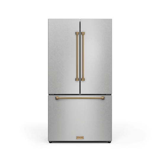 Thor Kitchen RF3621CTD99BRZ 36 Inch 20.3 Cu Ft French Door Counter Depth Refrigerator With Ice Maker In Stainless Steel/Bronze Gordon Ramsay Series - Rf3621Ctd99-Brz
