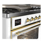 Ilve UM60FSNR3WHG Ilve Um60Fsnr3Whg Majestic Iii 60 Inch Dual Fuel Range With 7 Burners, Griddle And French Top, Dual Function Burner With Up To 25,000 Btu (Natural Gas, Triple Glass Door, White, Brass)