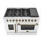 Forno FFSGS644448WHT Forno Galiano 48-Inch Freestanding French Door Gas Range, White & Antique Brass