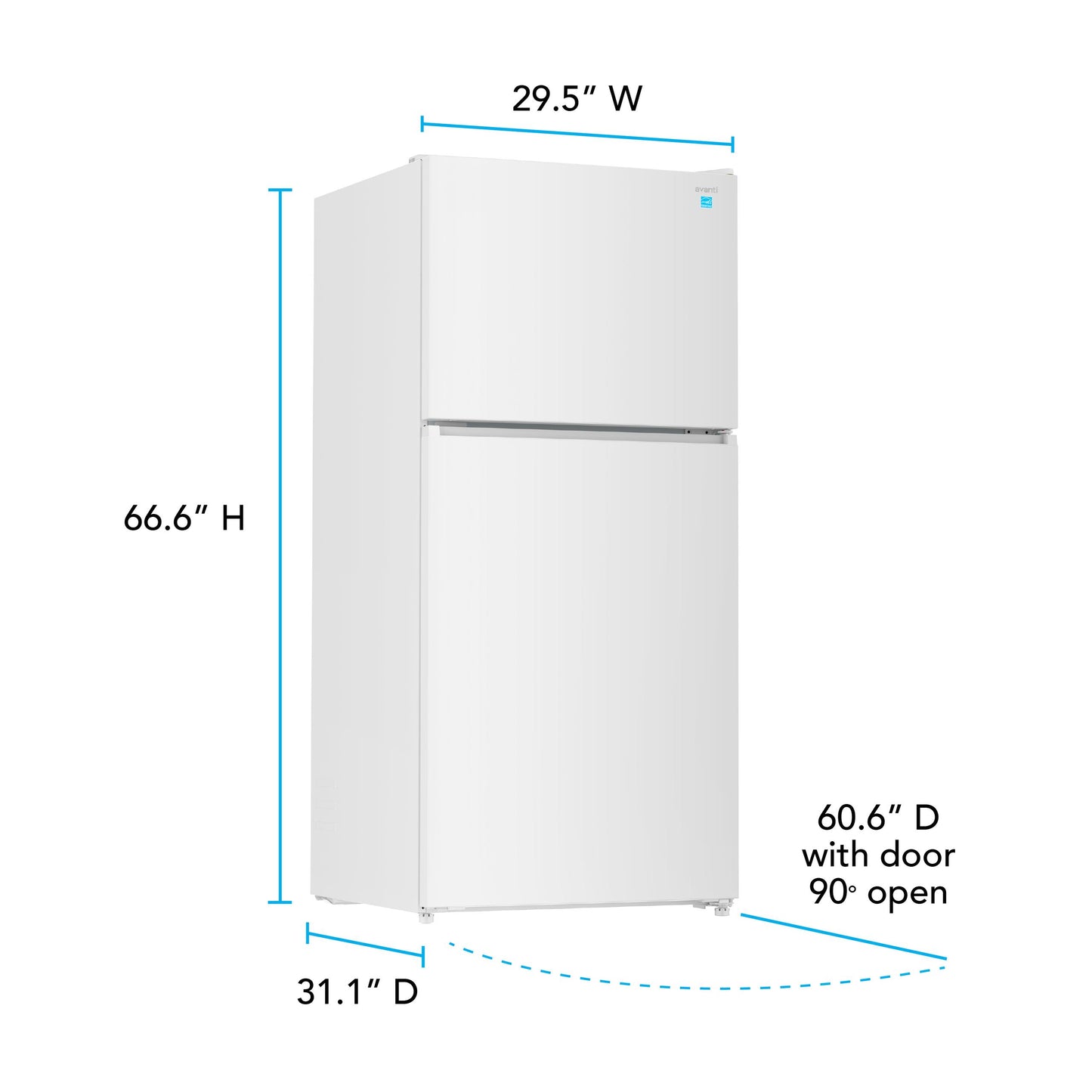 Avanti AVFF21DLJM0W Avanti Maxxspace Insulation™ Technology Garage-Ready Frost-Free Ice Maker-Ready Refrigerator, 21 Cu. Ft., Energy Star, White (Avff21Dljm0W)