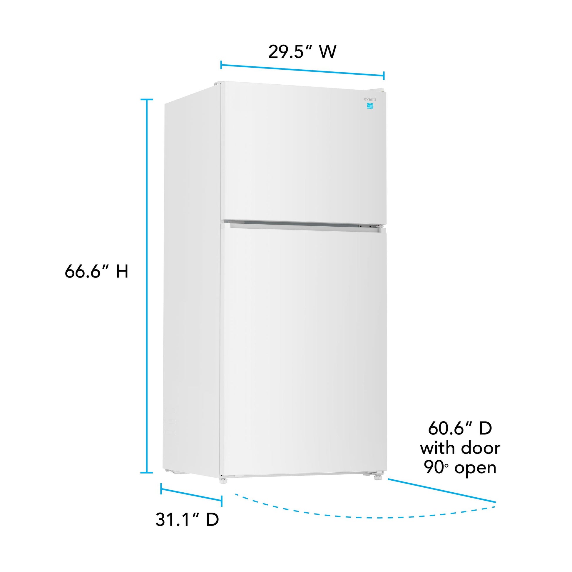 Avanti AVFF21DLJM0W Avanti Maxxspace Insulation™ Technology Garage-Ready Frost-Free Ice Maker-Ready Refrigerator, 21 Cu. Ft., Energy Star, White (Avff21Dljm0W)