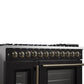 Forno FFSGS635648BLK Forno Galiano 48-Inch French Door Dual Fuel Range, Black & Antique Brass Design, 8 Sealed Burners - 107,000 Btu, Griddle, 6.58 Cu.Ft. Double Ovens
