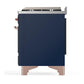 Ilve UM48FQNR3MBP Ilve Um48Fqnr3Mbp Majestic Iii 48 Inch Dual Fuel Range With 8 Burners And Griddle, Dual Function Burner Up To 25,000 Btu (Natural Gas, Solid Door, Midnight Blue, Copper)