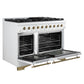Forno FFSGS621948WHT Forno Antico 48-Inch Freestanding Gas Range, White, Antique Brass Design, 8 Burners, Griddle, Double Ovens, Energy Efficient