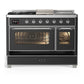 Ilve UM48FSNR3MGCLP Ilve Um48Fsnr3Mgclp Majestic Iii 48 Inch Dual Fuel Range With 5 Black Brass Burners, Griddle And French Top, Dual Function Burner Up To 25,000 Btu (Liquid Propane, Triple Glass Door, Graphite Matte, Chrome)