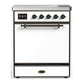 Ilve UMIB30QNR3WHB Ilve Umib30Qnr3Whb Majestic Iii 30 Inch Induction Range With 4 Elements, 4 Cu. Ft. Oven Capacity (Solid Door, White, Burnished)
