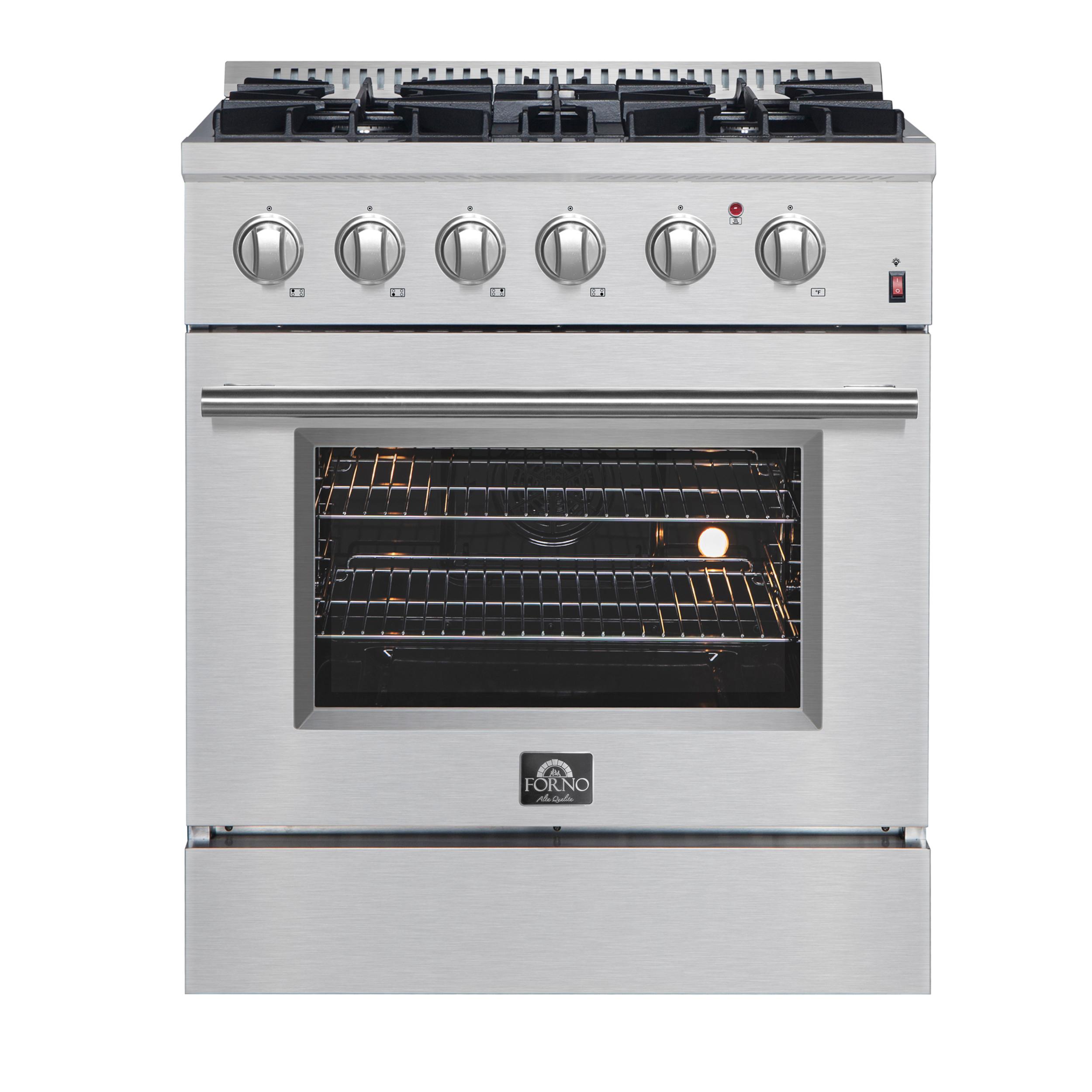 Forno FFSGS619730 Forno Marco 30-Inch Dual Fuel Range, Stainless Steel, 4 Burners, 37,000 Btu, True Convection Oven, Energy Efficient