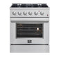 Forno FFSGS619730 Forno Marco 30-Inch Dual Fuel Range, Stainless Steel, 4 Burners, 37,000 Btu, True Convection Oven, Energy Efficient