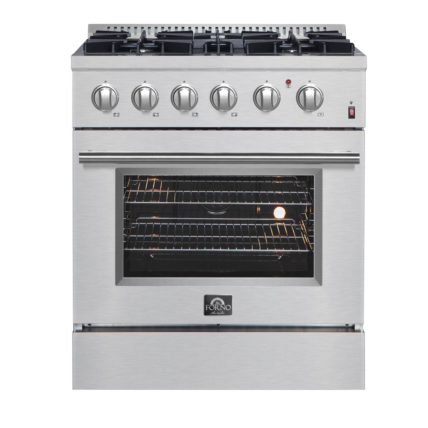 Forno FFSGS619730 Forno Marco 30-Inch Dual Fuel Range, Stainless Steel, 4 Burners, 37,000 Btu, True Convection Oven, Energy Efficient